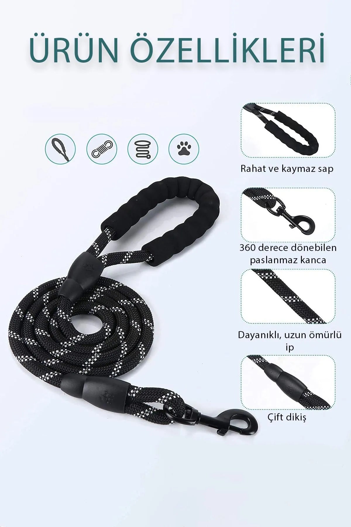 Petbebek™ Premium Reflektörlü Gezdirme İpi