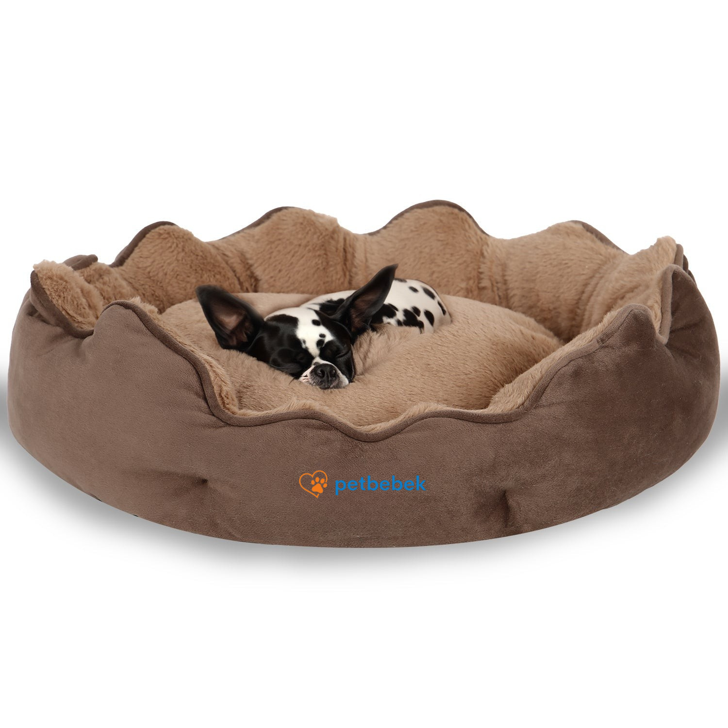 Petbebek™, Çift Taraflı Minderli, Ultra Yumuşak, Kaydırmaz Tabanlı, Yıkanabilir, Kedi ve Köpek Yatağı (Sütlü Kahve - Vizon)