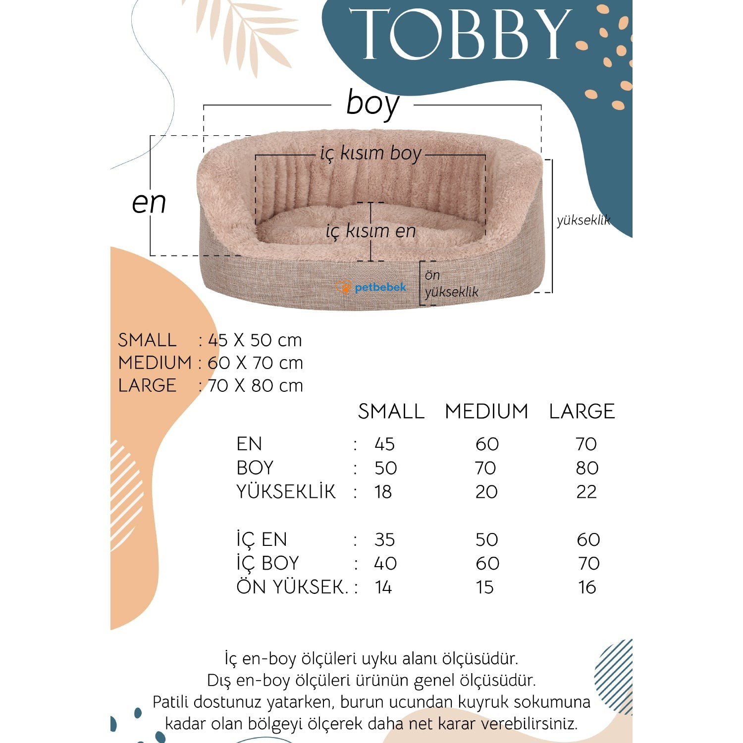 Petbebek™, Sakinleştirici Etkili, Kolay Temizlenebilen, Çıkarılabilir Kılıflı, Konforlu, Kaliteli Kedi ve Köpek Yatağı