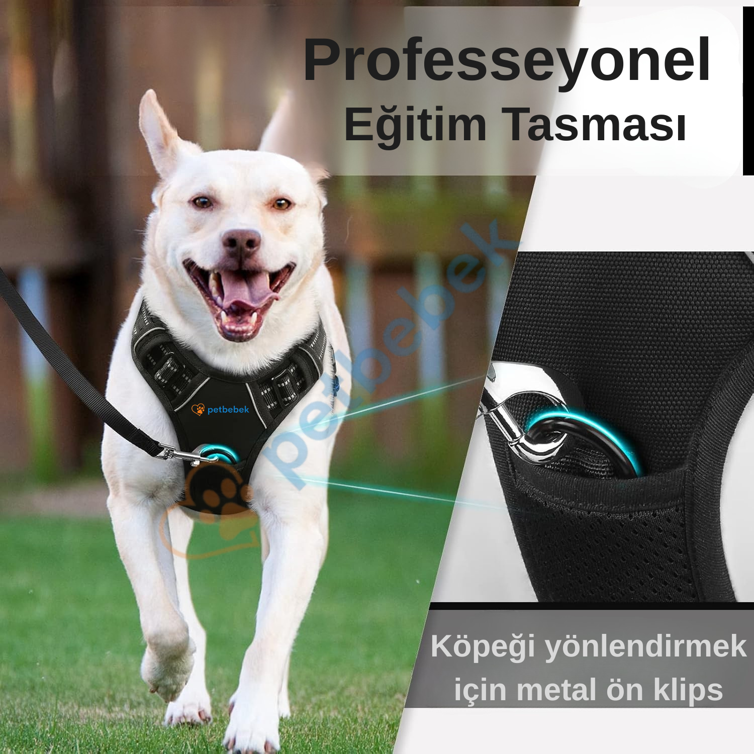 Petbebek Çekme ve Boğma Yapmayan Ön Klipsli Reflektörlü Yürüyüş Tasması