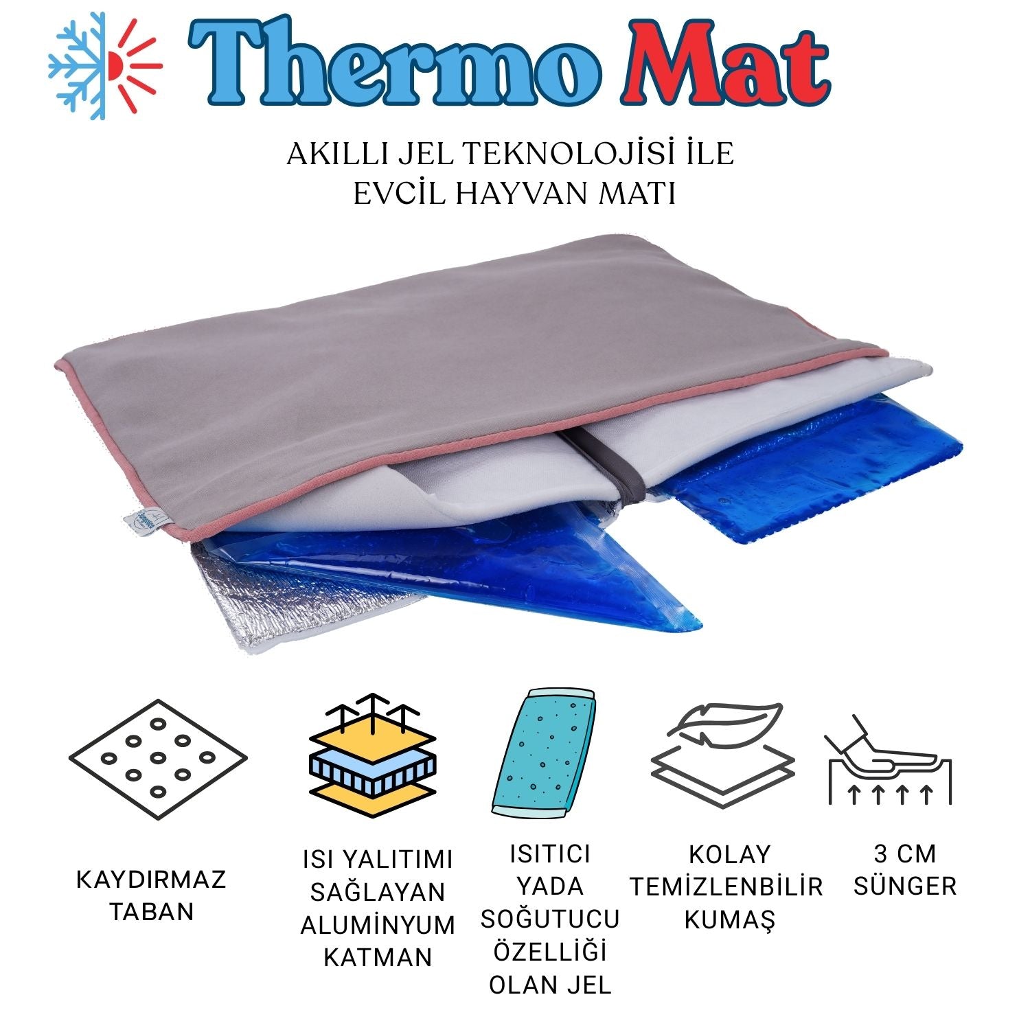 Petbebek™  Termal Mat, 2’si 1 Arada Jel Dolgulu, Kışın Isıtıcı & Yazın Serinletici Etkili Kedi Ve Köpek Matı (Sarı)