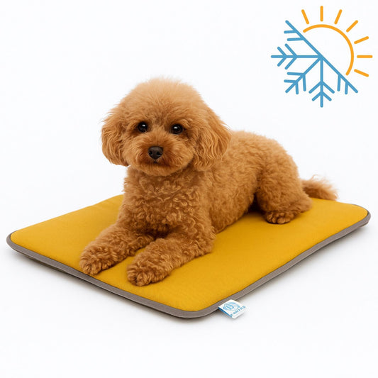 Petbebek™  Termal Mat, 2’si 1 Arada Jel Dolgulu, Kışın Isıtıcı & Yazın Serinletici Etkili Kedi Ve Köpek Matı (Sarı)