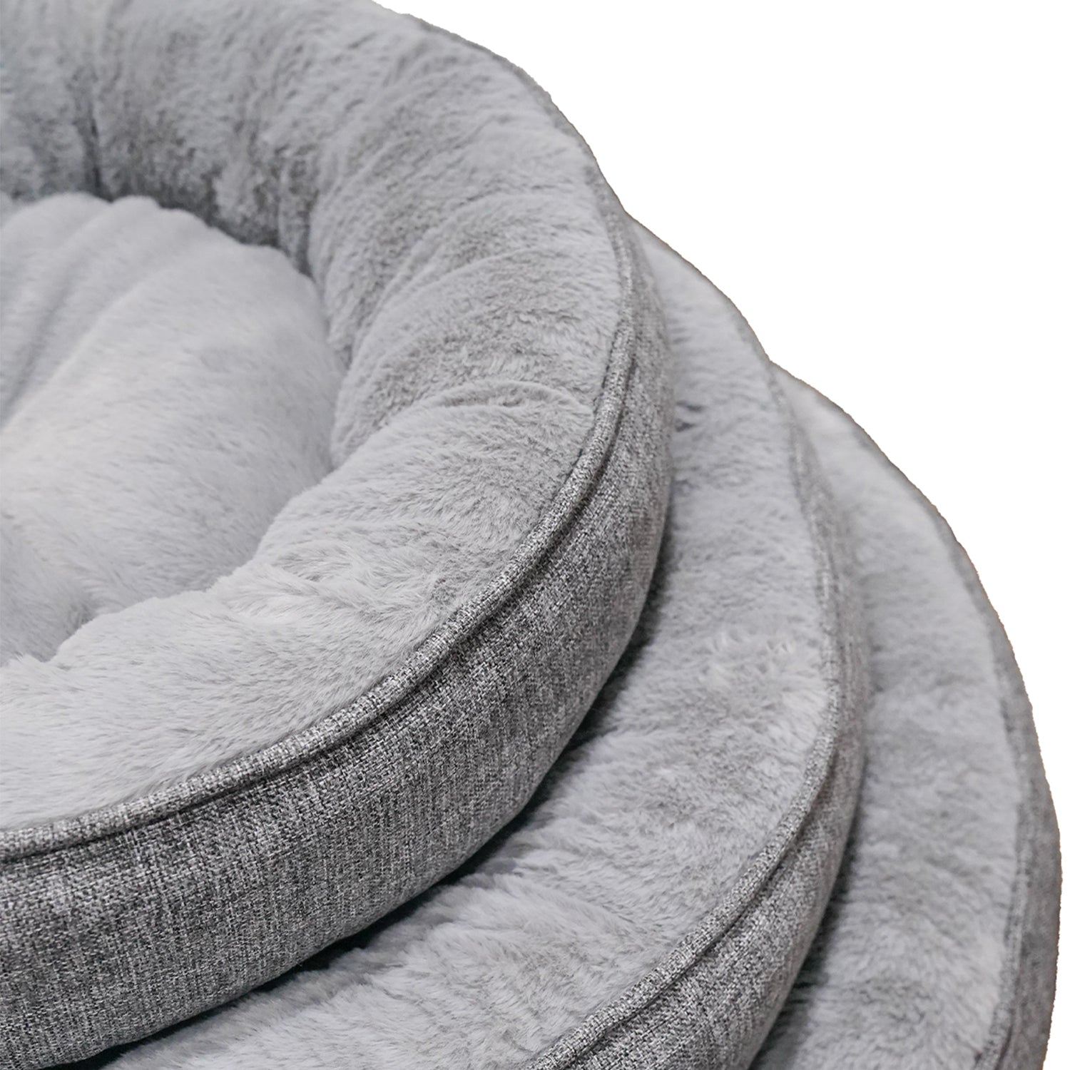 Petbebek™, Donut Şeklinde, Stres Azaltıcı, Yüksek Kaliteli Peluş Kumaşlı, Yıkanabilir Kedi ve Köpek Yatağı (Gri)