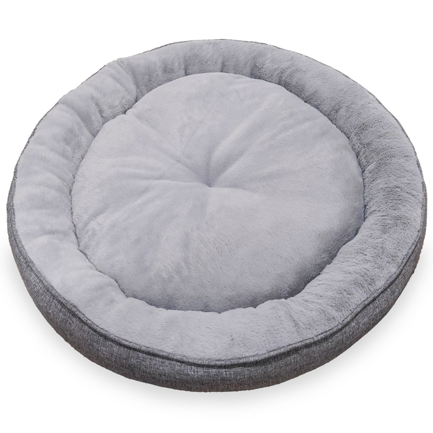 Petbebek™, Donut Şeklinde, Stres Azaltıcı, Yüksek Kaliteli Peluş Kumaşlı, Yıkanabilir Kedi ve Köpek Yatağı (Gri)