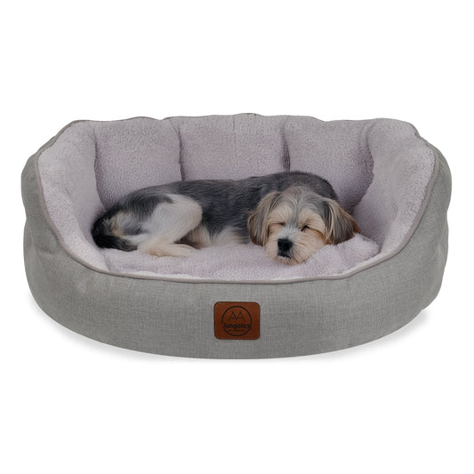 Petbebek™, Çift Taraflı Minderli, Ultra Yumuşak, Kaydırmaz Tabanlı, Yıkanabilir Kedi ve Köpek Yatağı (Açık Gri)