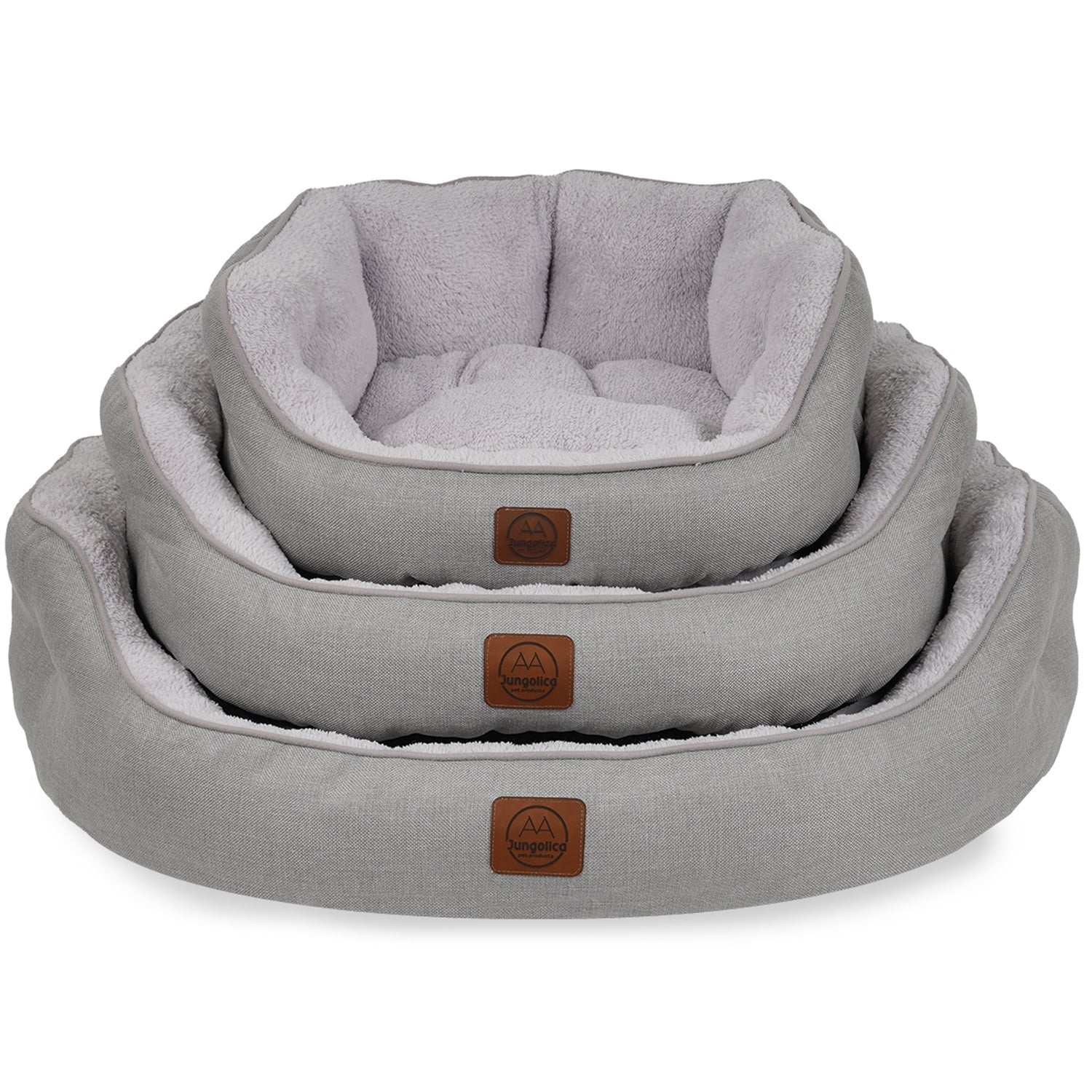 Petbebek™, Çift Taraflı Minderli, Ultra Yumuşak, Kaydırmaz Tabanlı, Yıkanabilir Kedi ve Köpek Yatağı (Açık Gri)