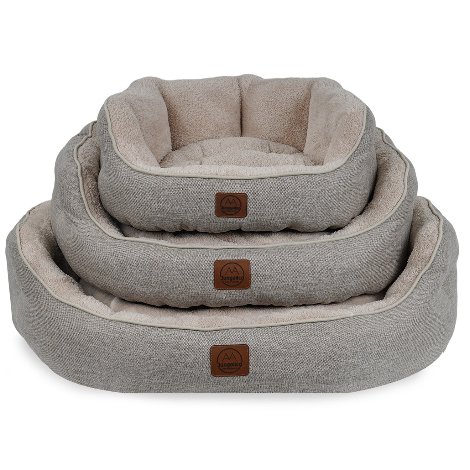 Petbebek™, Çift Taraflı Minderli, Ultra Yumuşak, Kaydırmaz Tabanlı, Yıkanabilir Kedi ve Köpek Yatağı (Bej)