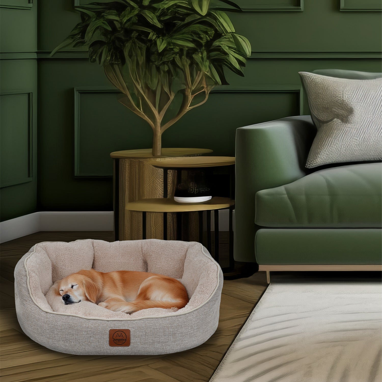 Petbebek™, Çift Taraflı Minderli, Ultra Yumuşak, Kaydırmaz Tabanlı, Yıkanabilir Kedi ve Köpek Yatağı (Bej)