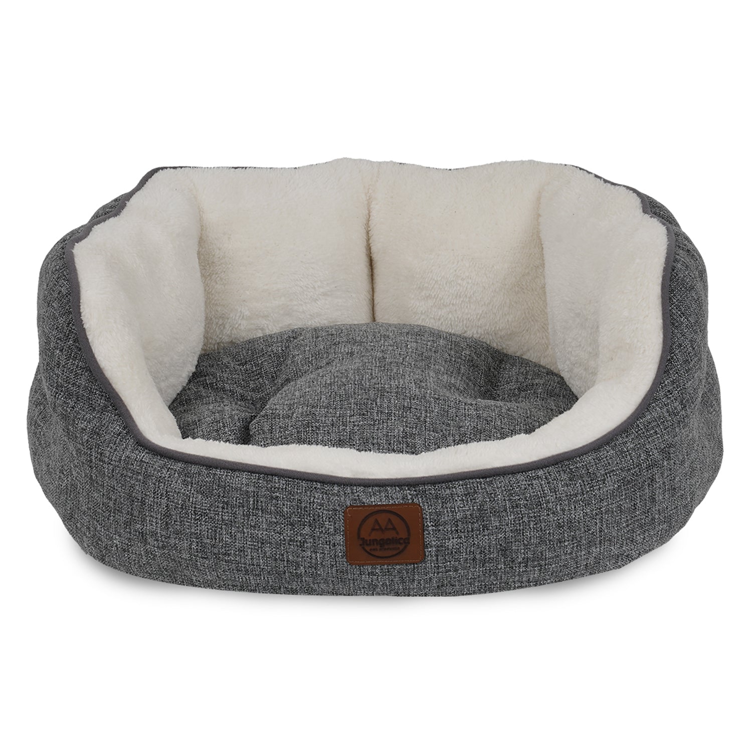 Petbebek™ , Çift Taraflı Minderli, Ultra Yumuşak, Kaydırmaz Tabanlı, Yıkanabilir Kedi ve Köpek Yatağı (Koyu Gri-Beyaz)