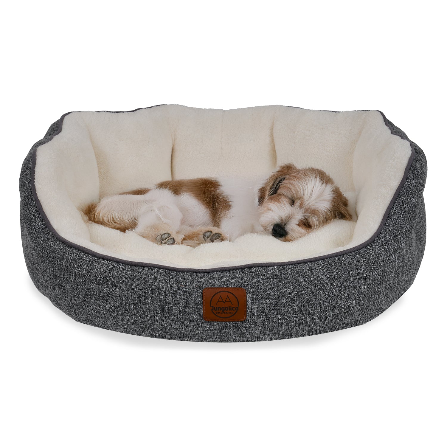 Petbebek™ , Çift Taraflı Minderli, Ultra Yumuşak, Kaydırmaz Tabanlı, Yıkanabilir Kedi ve Köpek Yatağı (Koyu Gri-Beyaz)