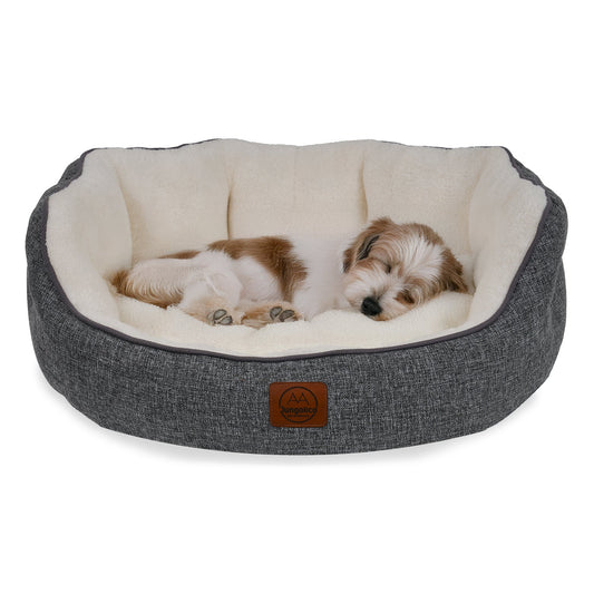 Petbebek™ , Çift Taraflı Minderli, Ultra Yumuşak, Kaydırmaz Tabanlı, Yıkanabilir Kedi ve Köpek Yatağı (Koyu Gri-Beyaz)
