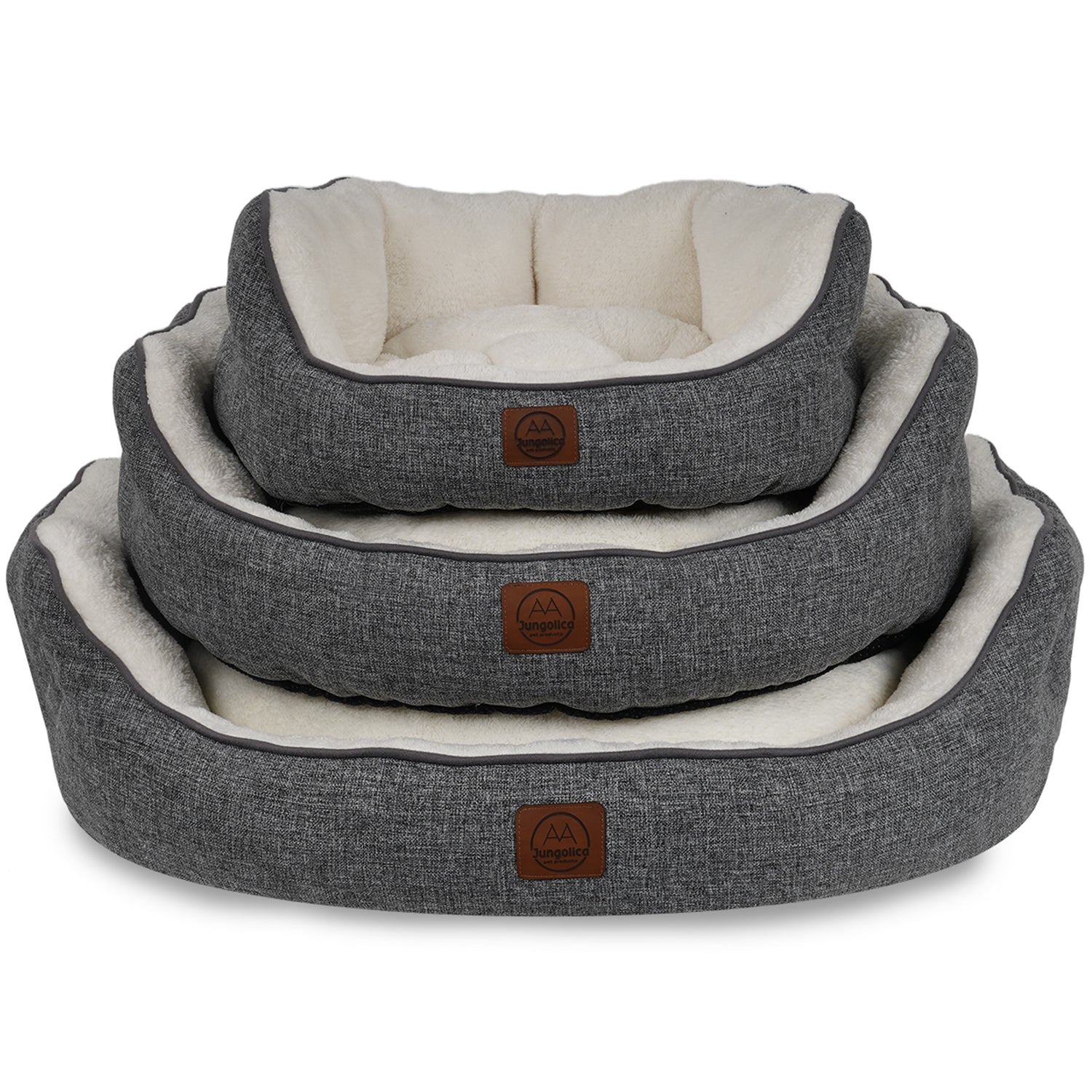 Petbebek™ , Çift Taraflı Minderli, Ultra Yumuşak, Kaydırmaz Tabanlı, Yıkanabilir Kedi ve Köpek Yatağı (Koyu Gri-Beyaz)