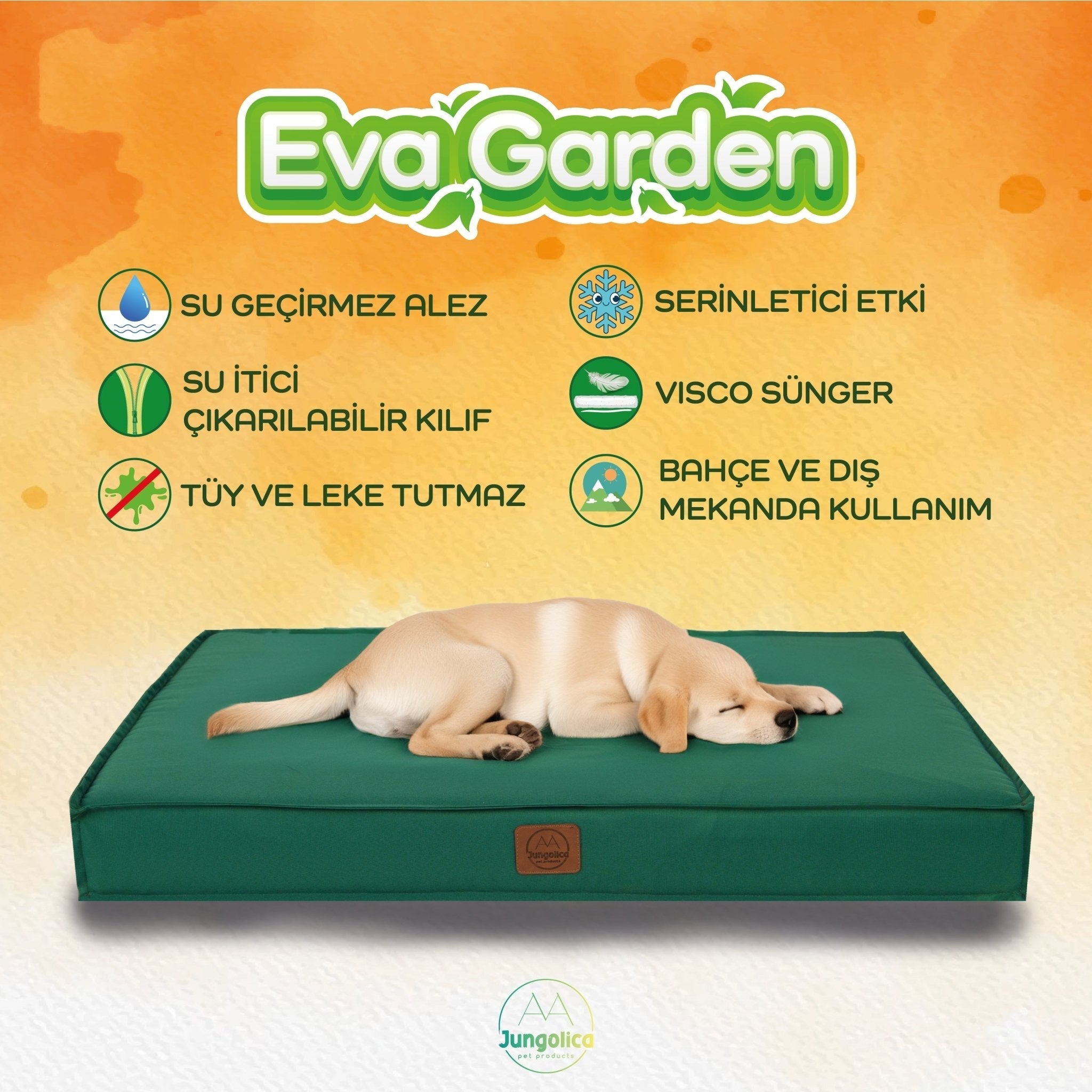 Petbebek™ Eva Garden, %100 Su Geçirmez Alezli, Çıkarılabilir Kılıflı, Tüy ve Leke Tutmaz Kumaşlı Kedi ve Köpek Yatağı
