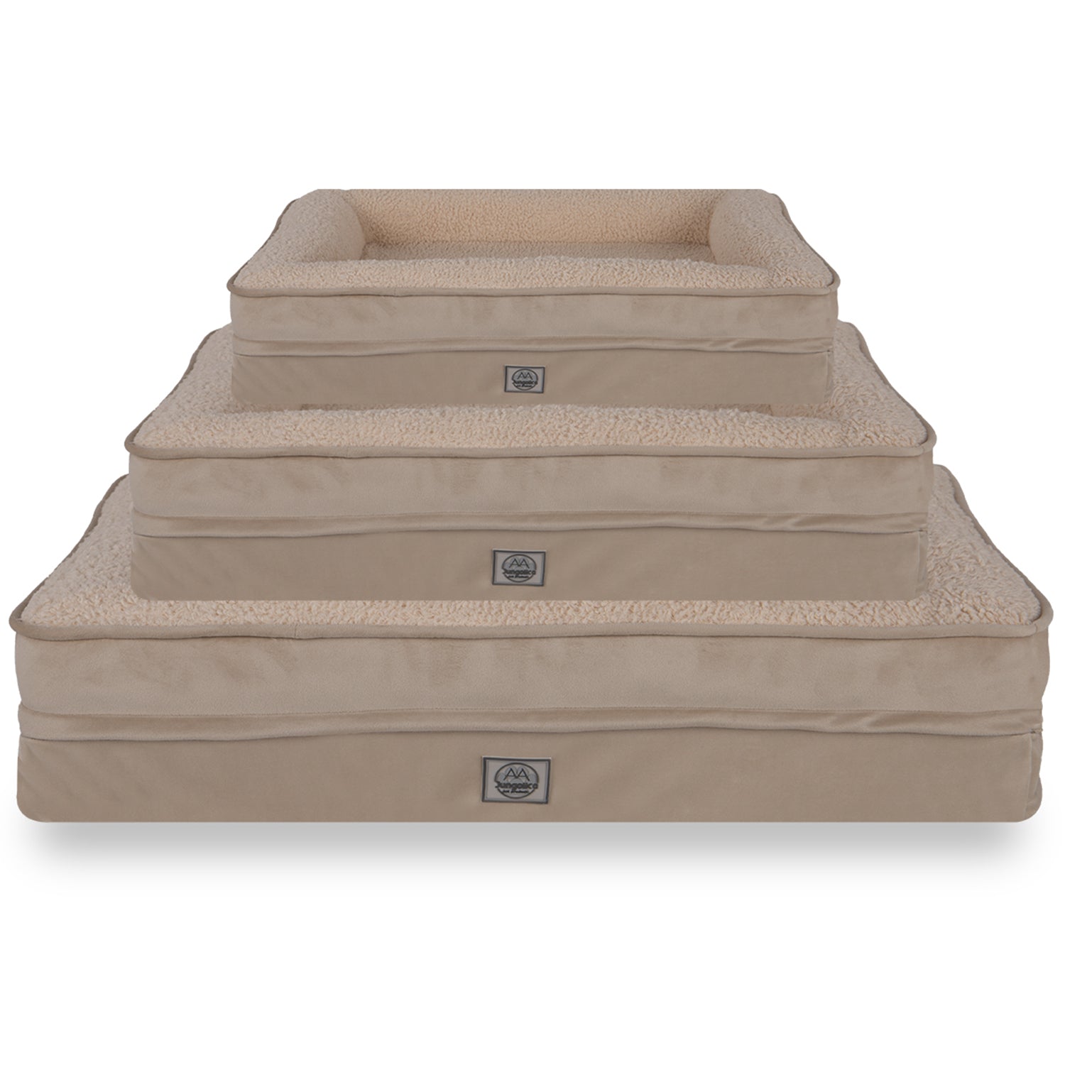 Petbebek™, Visco Süngerli, Ultra Yumuşak, %100 Su Geçirmez Alezli, Çıkarılabilir Kılıflı, Kedi ve Köpek Yatağı (Krem & Bej)