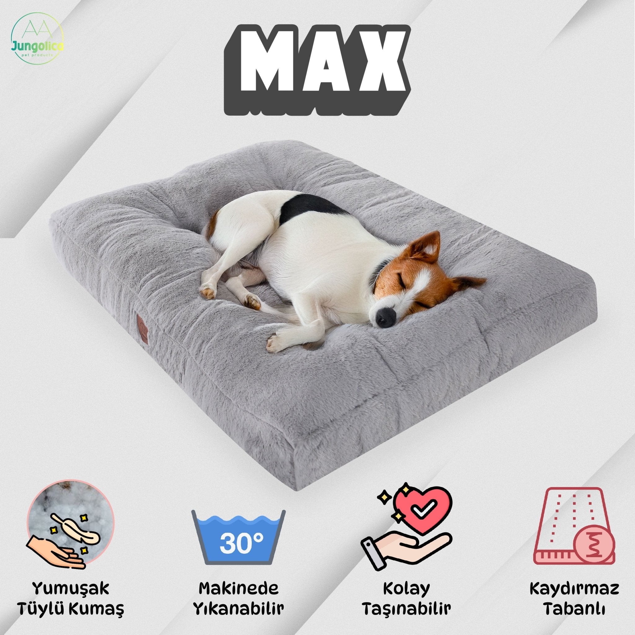 Petbebek™, Ultra Yumuşak, Kaydırmaz Tabanlı, Konforlu Kedi ve Köpek Minderi (Gri)