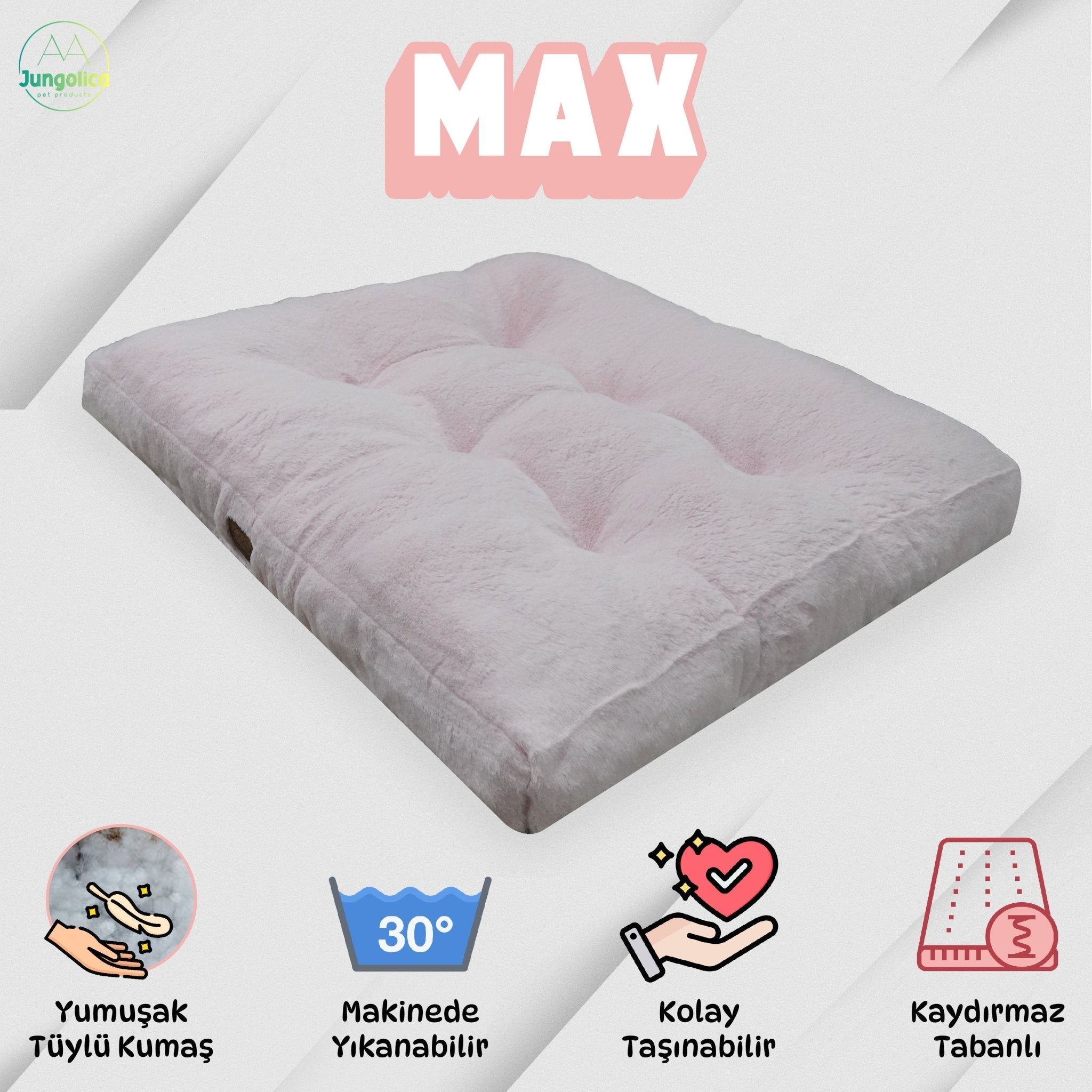 Petbebek™, Ultra Yumuşak, Kaydırmaz Tabanlı, Konforlu Kedi ve Köpek Minderi (Pembe)