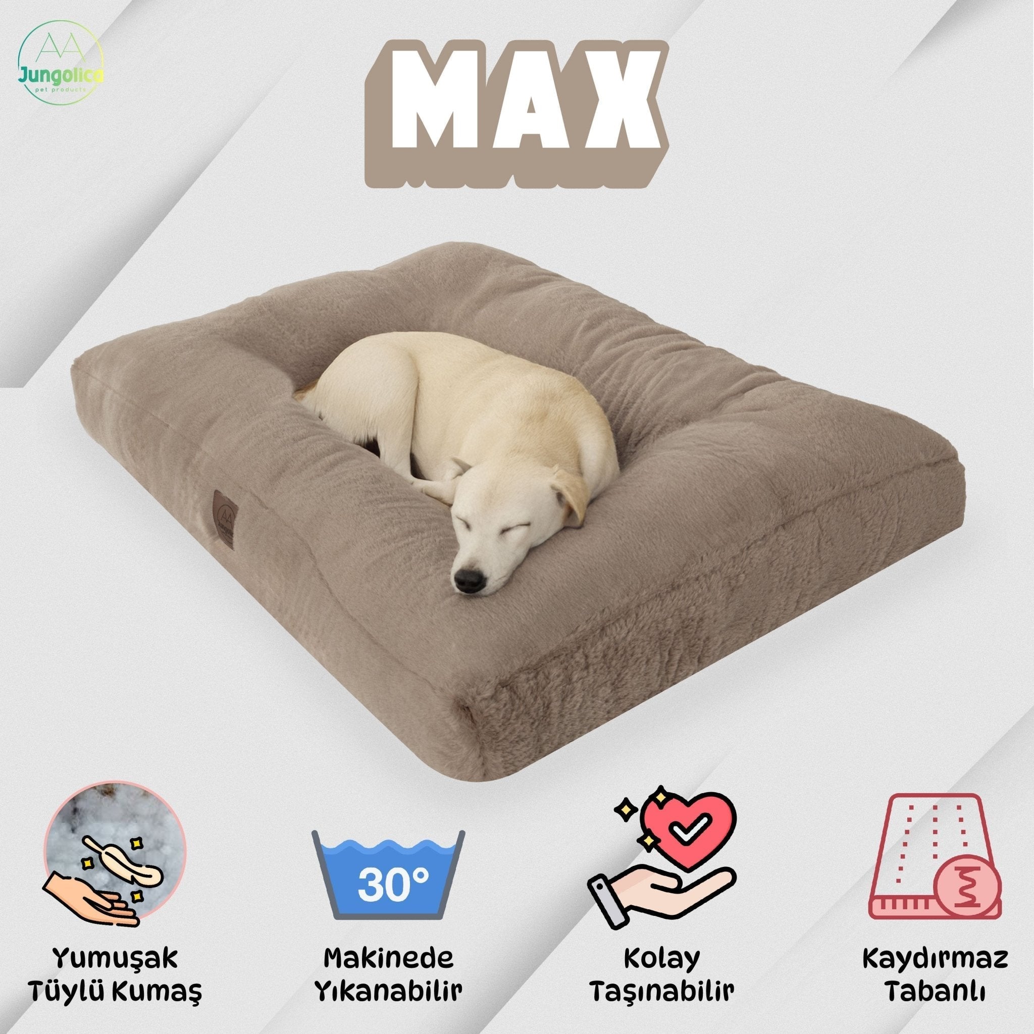 Petbebek™, Ultra Yumuşak, Kaydırmaz Tabanlı, Konforlu Kedi ve Köpek Minderi (Vizon)