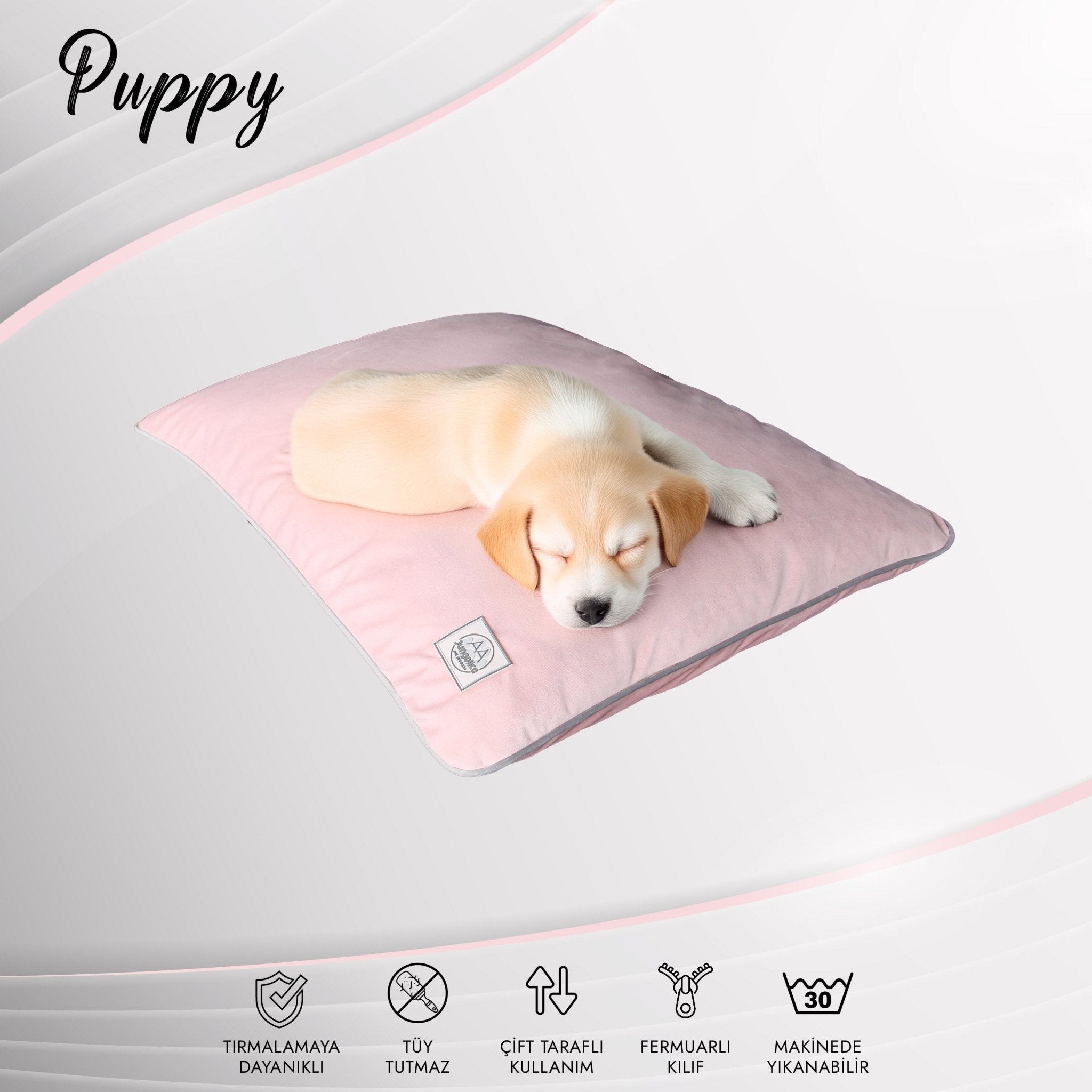 Petbebek™, Tırmalamaya Dayanıklı, Tüy Tutmayan Kumaş, Çıkarılabilir Kılıflı, Kedi, Köpek Yer Minderi (Açık Pembe)