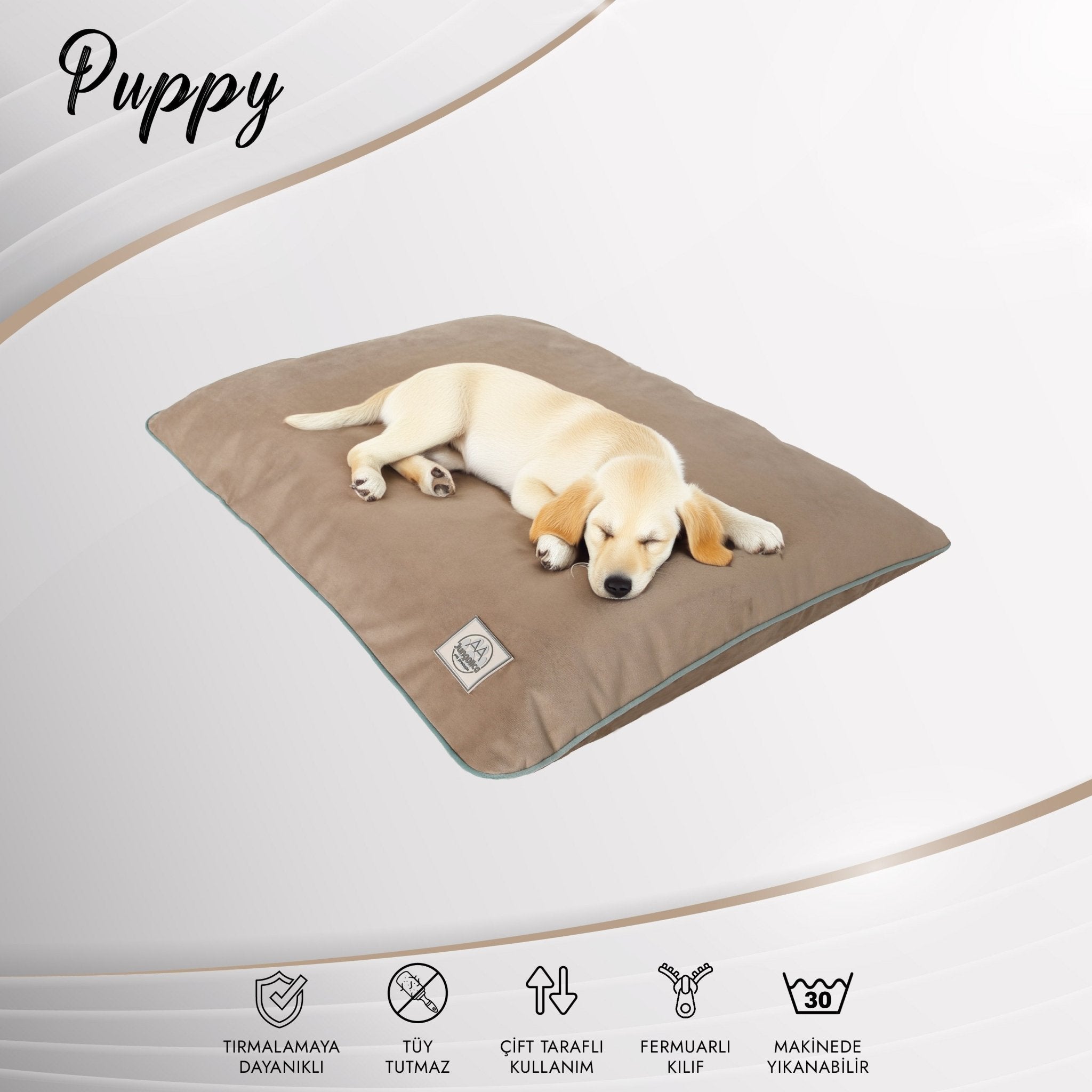 Petbebek™, Tırmalamaya Dayanıklı, Tüy Tutmayan Kumaş, Çıkarılabilir Kılıflı, Kedi, Köpek Yer Minderi (Bej)