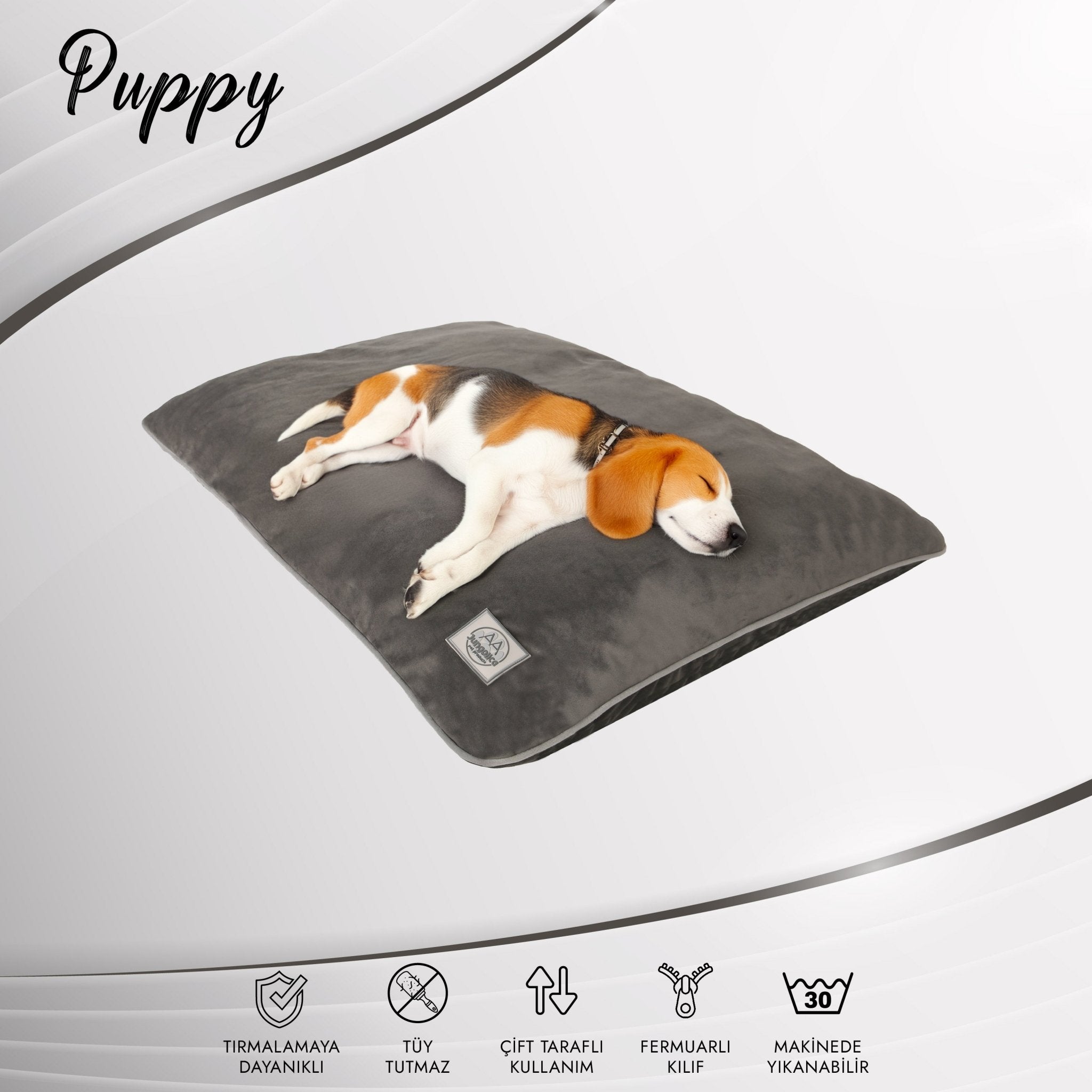 Petbebek™, Tırmalamaya Dayanıklı, Tüy Tutmayan Kumaş, Çıkarılabilir Kılıflı, Kedi, Köpek Yer Minderi (Gri)