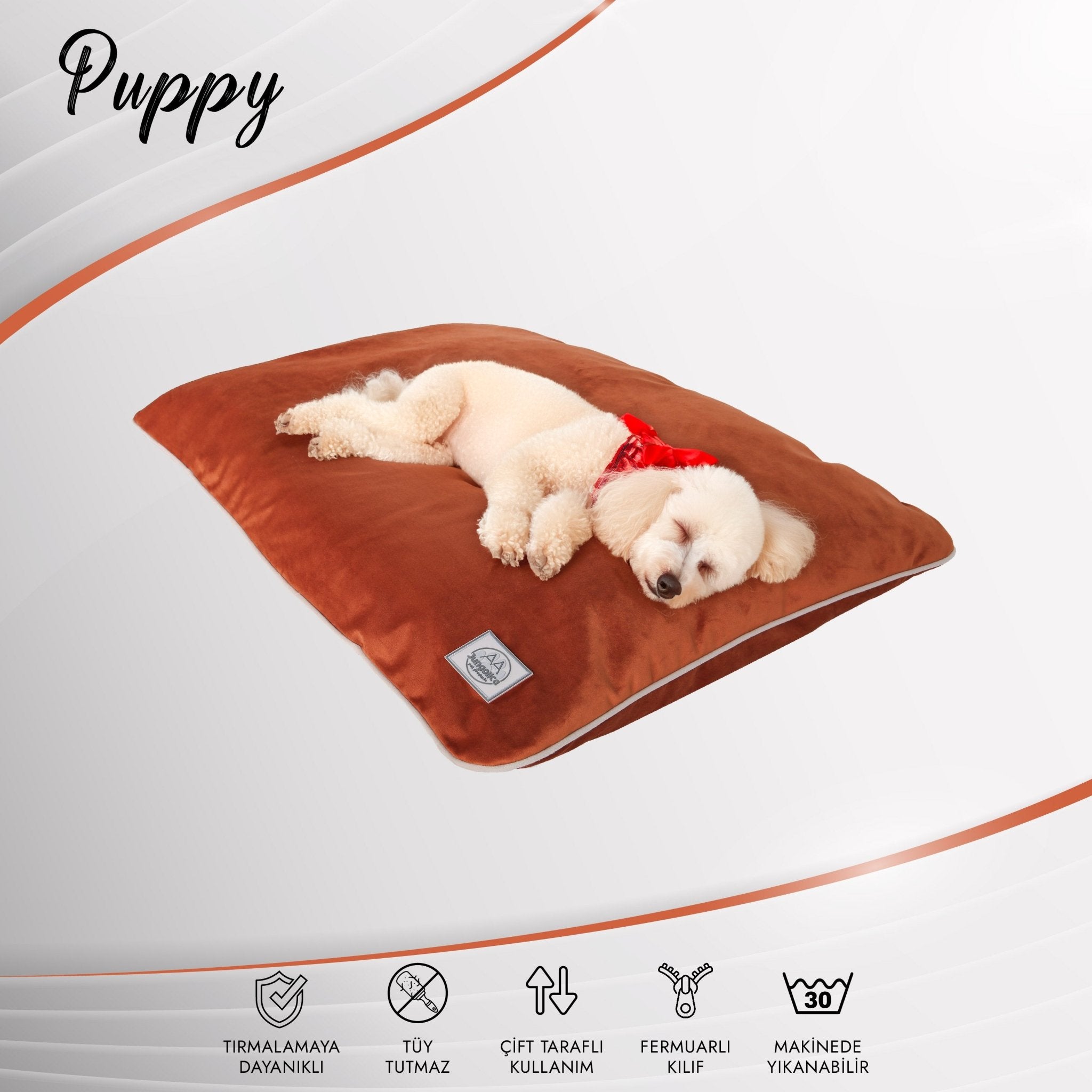 Petbebek™, Tırmalamaya Dayanıklı, Tüy Tutmayan Kumaş, Çıkarılabilir Kılıflı, Kedi, Köpek Yer Minderi (Kiremit)