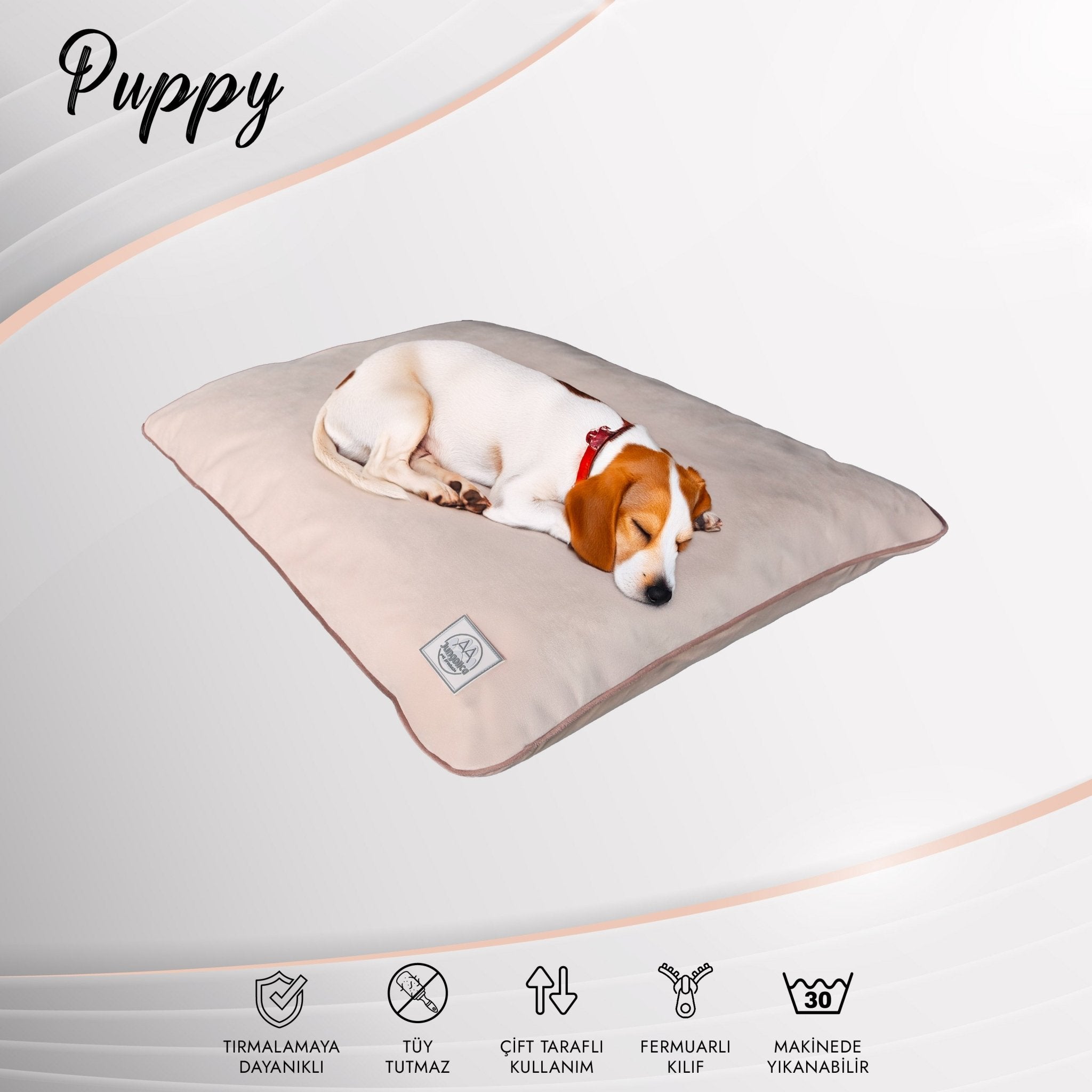 Petbebek™, Tırmalamaya Dayanıklı, Tüy Tutmayan Kumaş, Çıkarılabilir Kılıflı, Kedi, Köpek Yer Minderi (Krem)