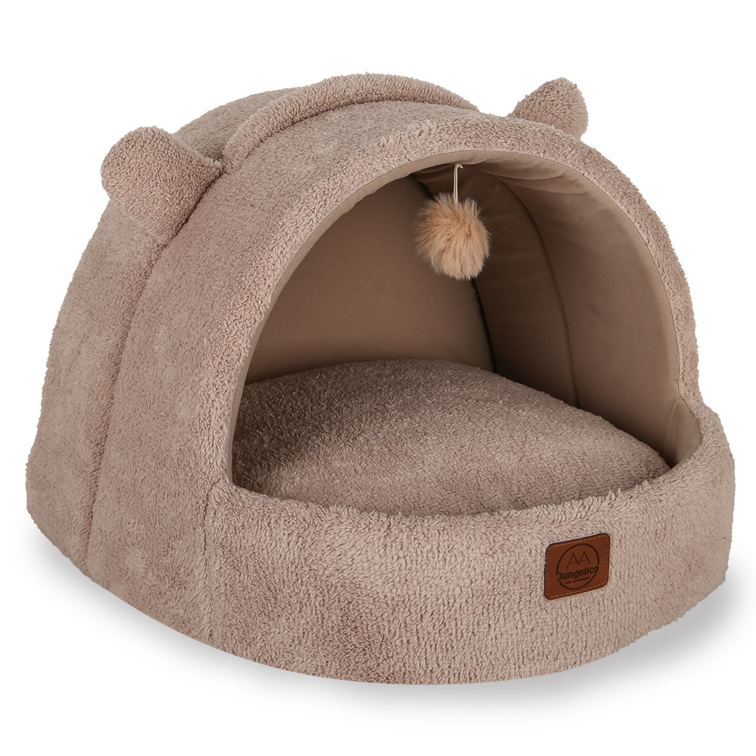 Petbebek™, Çıkarılabilir Minderli, Ultra Yumuşak, Konforlu, Üstü Kapalı Tasarım Kedi Yatağı (Bej)