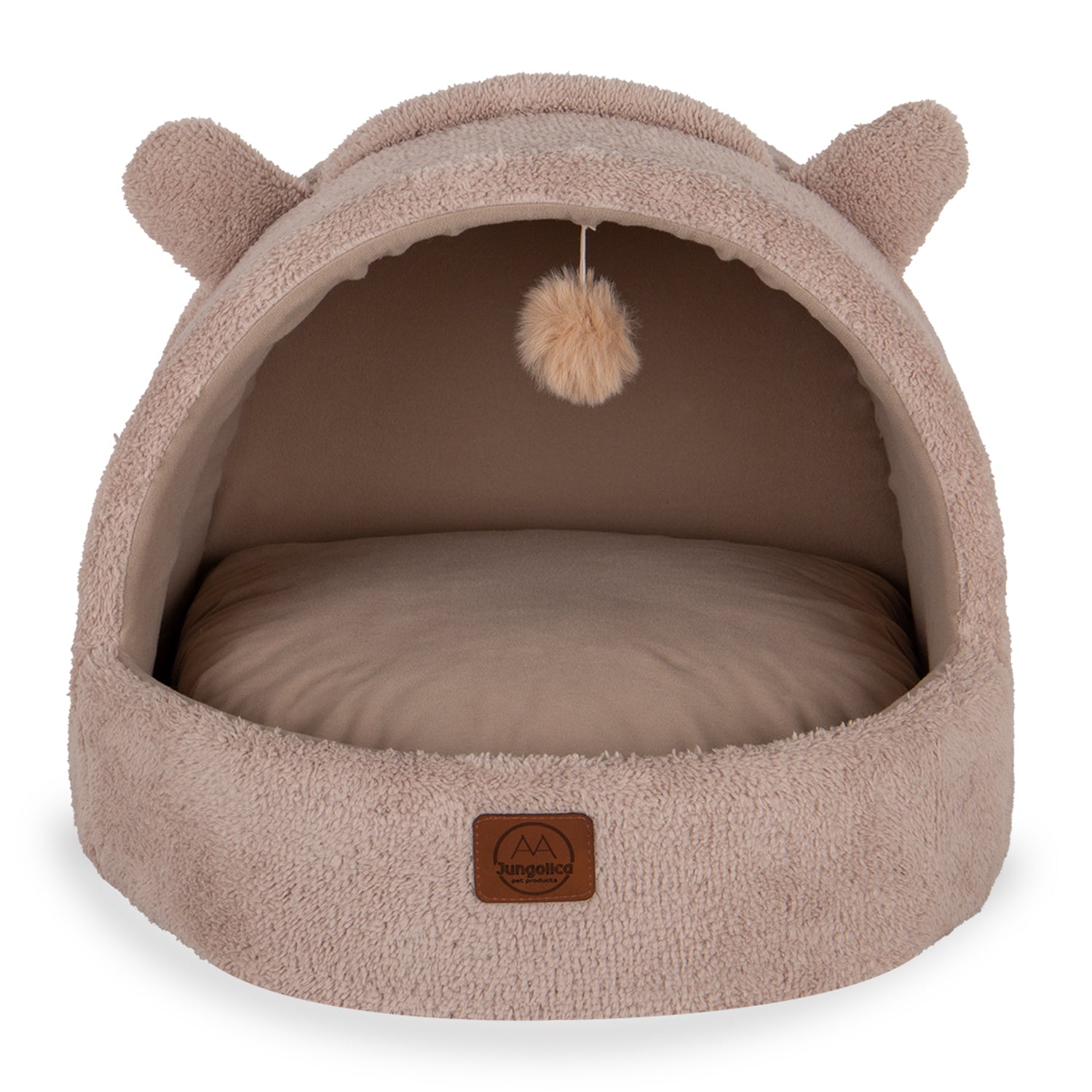 Petbebek™, Çıkarılabilir Minderli, Ultra Yumuşak, Konforlu, Üstü Kapalı Tasarım Kedi Yatağı (Bej)