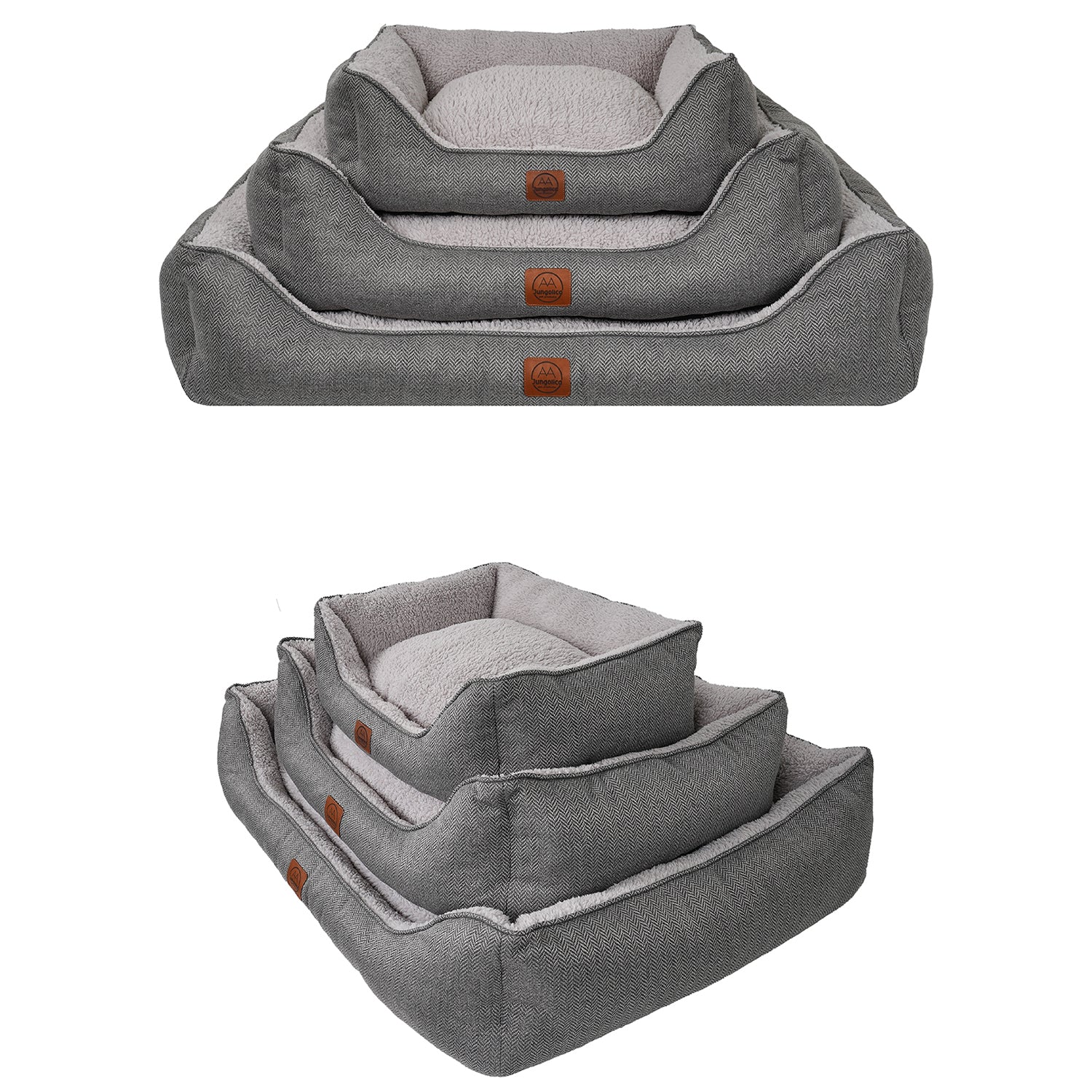 Petbebek™, Çift Taraflı Minderli, Kaydırmaz Tabanlı, Yıkanabilir, Yüksek Kaliteli Kedi ve Köpek Yatağı (Gri)
