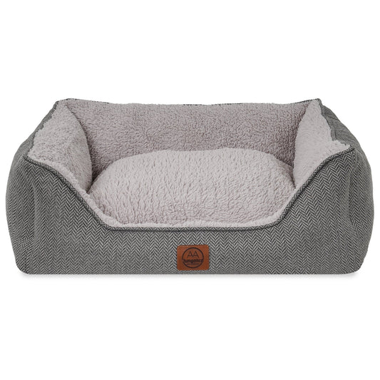 Petbebek™, Çift Taraflı Minderli, Kaydırmaz Tabanlı, Yıkanabilir, Yüksek Kaliteli Kedi ve Köpek Yatağı (Gri)