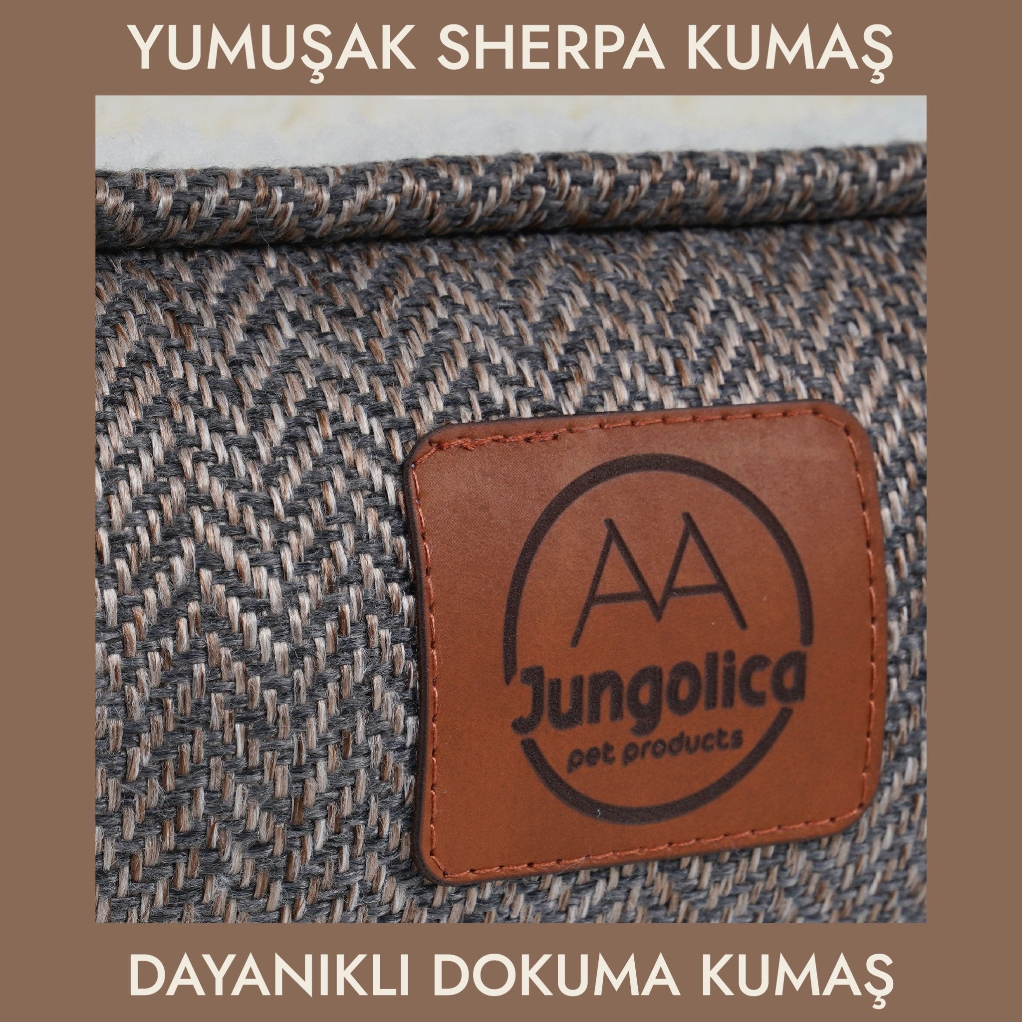 Petbebek™, Çift Taraflı Minderli, Kaydırmaz Tabanlı, Yıkanabilir, Yüksek Kaliteli Kedi ve Köpek Yatağı (Kahverengi)